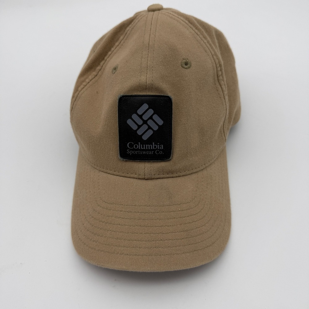 Columbia Sportswear Tan Khaki Flexfit Ball Cap Hat L/XL Unisex Logo Patch